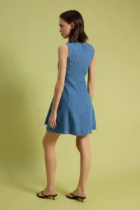 TRENDYOLMİLLA DARK BLUE Binding Detailed Mini DENIM Dress - Image 4