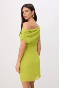 TRENDYOLMİLLA Oil Green Asymmetric Yaka Short / Mini Weaving Dress - Image 4