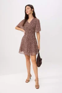 TRENDYOLMİLLA Multicolored Floral Siphon Lined Short / Mini Weaving Dress