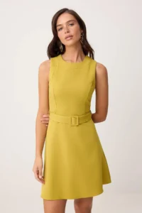 TRENDYOLMİLLA Oil Green Skirt with flywheel Short / Mini Flexible Weaving Dress