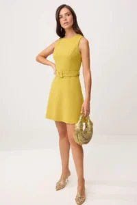TRENDYOLMİLLA Oil Green Skirt with flywheel Short / Mini Flexible Weaving Dress - Image 2