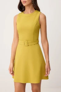 TRENDYOLMİLLA Oil Green Skirt with flywheel Short / Mini Flexible Weaving Dress - Image 3