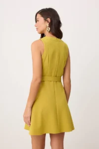 TRENDYOLMİLLA Oil Green Skirt with flywheel Short / Mini Flexible Weaving Dress - Image 4