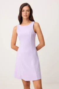 TRENDYOLMİLLA Lilac Skirt with flywheel Thick Sleeveless Short / Mini Flexible Weaving Dress - Image 2