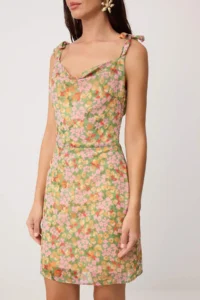 TRENDYOLMİLLA Multicolored Floral Binding Strap Detailed Short / Mini Weaving Dress - Image 3
