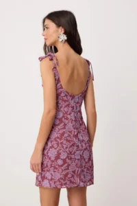TRENDYOLMİLLA Multicolored Floral Binding Strap Detailed Short / Mini Weaving Dress - Image 4