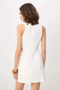 TRENDYOLMİLLA Ecru Accessory Detailed and Low-cut Mini Weaving Dress - Image 4