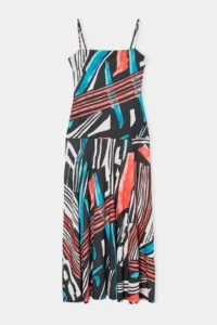 TRENDYOLMİLLA Limited Edition Multicolored Floral Square Neck Thin Sleeveless Sleeveless Flexible Knitting Dress
