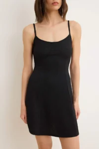 TRENDYOLMİLLA Black Plain A-line V-neck Sleeveless Rope Sleeveless Mini textured Knitting Dress - Image 3