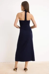 TRENDYOLMİLLA Navy Blue bodycon Barbell Neck Sleeveless Flexible Knitting Dress - Image 4