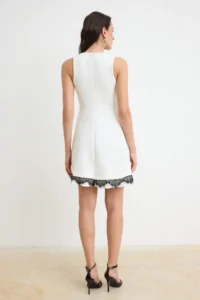 TRENDYOLMİLLA Ecru Lace Detailed Sleeveless Mini Weaving Dress - Image 4