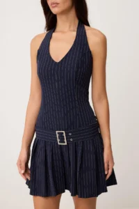 TRENDYOLMİLLA Multicolored Arched Striped pleated Short / Mini Weaving Dress - Image 3