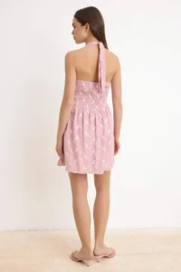 TRENDYOLMİLLA Pink embroidery Mini Weaving Dress - Image 4