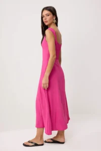 TRENDYOLMİLLA Fuchsia Gipelli Heart Yaka Maxi Weaving Dress - Image 4