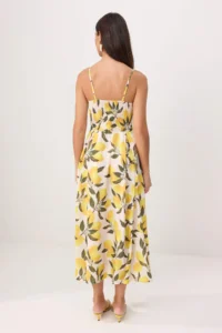 TRENDYOLMİLLA Multicolored Lemon Patterned Midi Weaving Dress - Image 4