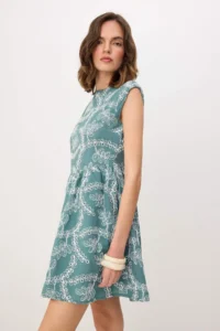 TRENDYOLMİLLA Khaki embroidery Short/Mini Weaving Dress - Image 2