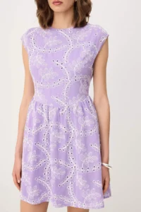 TRENDYOLMİLLA Lilac embroidery Short/Mini Weaving Dress - Image 3