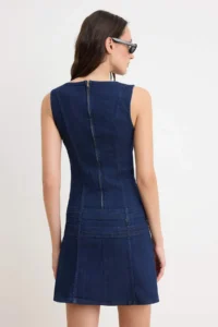 TRENDYOLMİLLA DARK BLUE Mini Arched DENIM Dress - Image 4