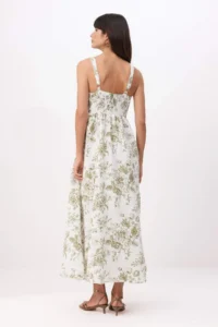 TRENDYOLMİLLA Green Floral linen look Maxi Weaving Dress - Image 4