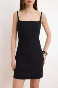 TRENDYOLMİLLA Black Plain Short / Mini Weaving Dress - Image 3