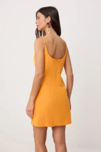 TRENDYOLMİLLA Orange Plain Sleeveless Short / Mini Weaving Dress - Image 4