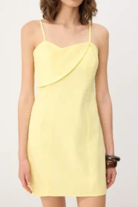 TRENDYOLMİLLA Yellow Yaka Detailed Sleeveless Short / Mini Weaving Dress - Image 3