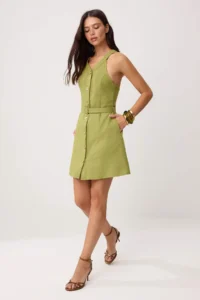 TRENDYOLMİLLA Oil Green Plain Short / Mini Weaving Dress