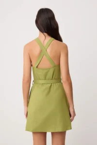 TRENDYOLMİLLA Oil Green Plain Short / Mini Weaving Dress - Image 4