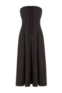 TRENDYOLMİLLA Brown Midi Weaving Dress