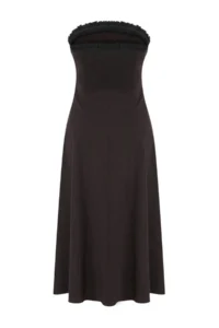 TRENDYOLMİLLA Brown Midi Weaving Dress - Image 2