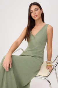 TRENDYOLMİLLA MINT V-neck Maxi Weaving Dress - Image 2