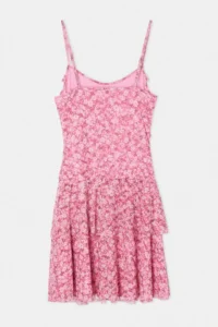 TRENDYOLMİLLA Pink Floral bodycon Cowl Neck Thin Sleeveless Sleeveless Mini Tulle Lined Knitting Dress - Image 2