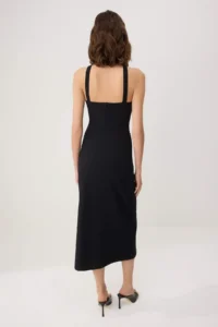 TRENDYOLMİLLA Black Plain A-line Barbell Neck Sleeveless Midi Paper Touch Knitting Dress - Image 4