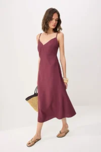TRENDYOLMİLLA More Sustainable Plum Sleeveless Midi Weaving Dress