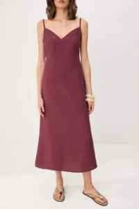 TRENDYOLMİLLA More Sustainable Plum Sleeveless Midi Weaving Dress - Image 3