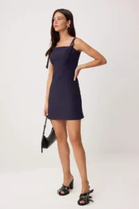 TRENDYOLMİLLA Navy Blue Plain Short / Mini Weaving Dress