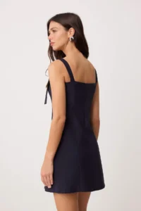 TRENDYOLMİLLA Navy Blue Plain Short / Mini Weaving Dress - Image 4