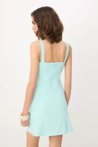 TRENDYOLMİLLA Turquoise Sleeveless Short / Mini Weaving Dress - Image 4