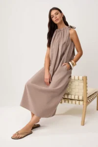 TRENDYOLMİLLA Mink Midi Weaving Dress - Image 2