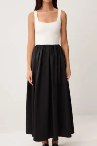 TRENDYOLMİLLA Black-WHITE Maxi Weaving Dress - Image 3