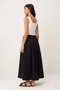 TRENDYOLMİLLA Black-WHITE Maxi Weaving Dress - Image 4