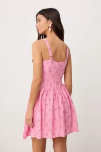 TRENDYOLMİLLA Pink Plain Short / Mini  Weaving Dress - Image 4
