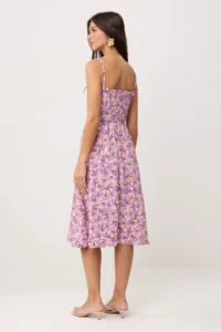 TRENDYOLMİLLA Pink-Multicolored Floral Midi  Weaving Dress - Image 4