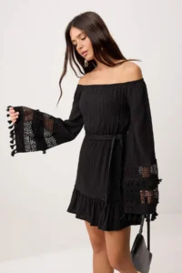TRENDYOLMİLLA Black Short / Mini  Weaving Dress