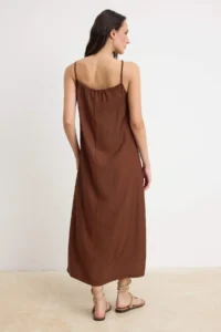 TRENDYOLMİLLA Brown BEAD Detailed textured Serin Material Sleeveless Maxi Weaving Dress - Image 4
