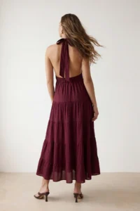 TRENDYOLMİLLA Burgundy Low-cut back Maxi Weaving Dress - Image 2