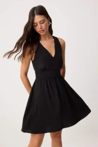 TRENDYOLMİLLA Black Plain Short/Mini Weaving Dress