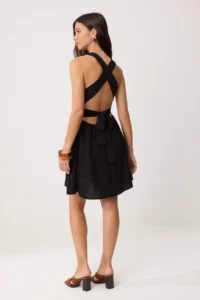 TRENDYOLMİLLA Black Plain Short/Mini Weaving Dress - Image 3