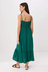TRENDYOLMİLLA Green Sleeveless skater/Waist Opening Midi Weaving Dress - Image 4