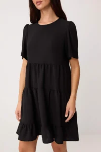 TRENDYOLMİLLA Black Plain Short / Mini  Weaving Dress - Image 3